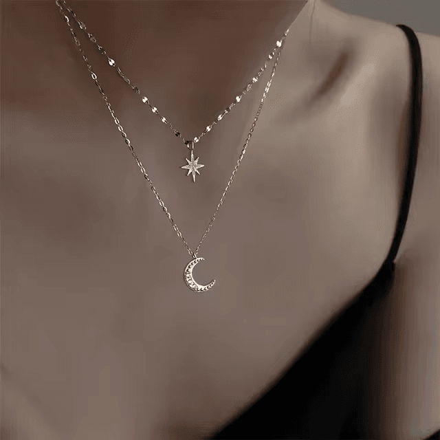 Crescent Star Chain Necklace